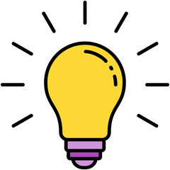 Light bulb Icon. Creative Idea Symbol. Line Filled Icon Vector Stock