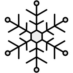 Snowflake Icon. Cold Ice Weather Symbol. Line Filled Icon Vector Stock