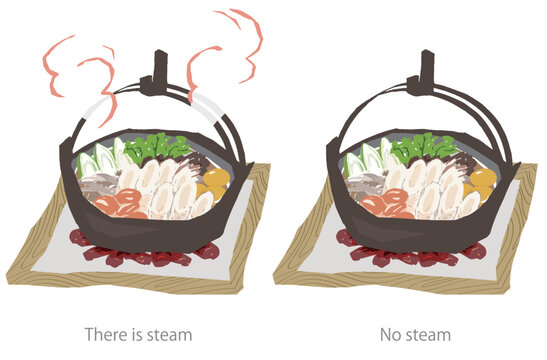 日本秋田県の郷土料理、きりたんぽ鍋のベクターイラスト