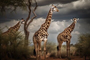 Obraz premium Giraffe in its Natural Habitat. Generative AI