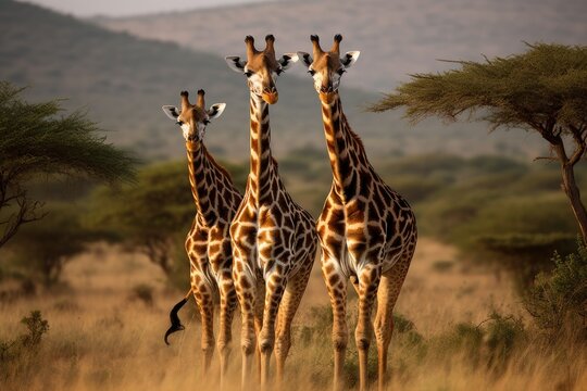 Giraffe in its Natural Habitat. Generative AI