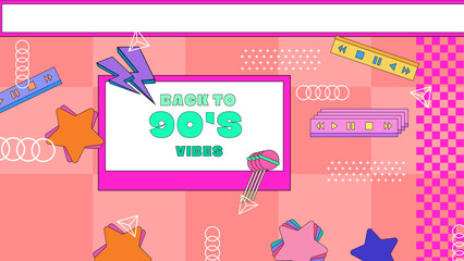 Vector nineties 90 colorful colourful background in memphis style