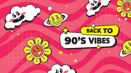 Vector colorful colourful hand drawn nostalgic 90's background