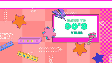 Vector nineties 90 colorful colourful background in memphis style