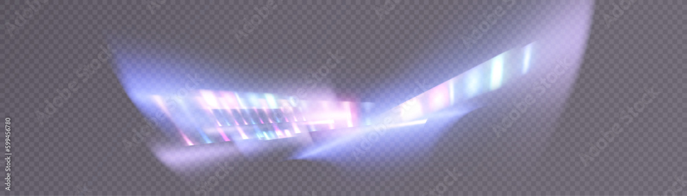 Poster High speed light movement, glare distortion and light refraction. The trace line of a light beam when a diamond is refracted. Light trace of the laser. Vector