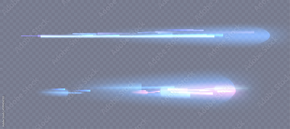 Poster high speed light movement, glare distortion and light refraction. the trace line of a light beam whe
