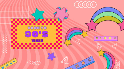 Vector nineties 90 colorful colourful background in memphis style