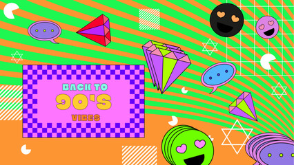 Vector memphis background abstract background for ecommerce promotion vector illustration 90 colorful colourful