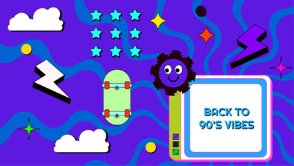 Vector nineties 90 colorful colourful background in memphis style