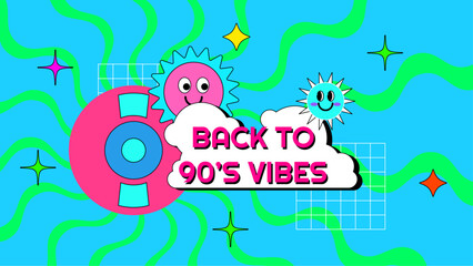 Fototapeta premium Vector colorful memphis style nostalgic background 90 colorful colourful