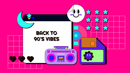 Vector flat design 90s music festival colorful colourful twitch background