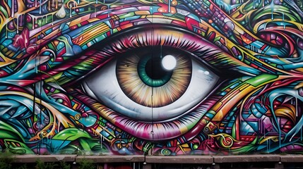 eye of the person Graffiti Art Mural - obrazy, fototapety, plakaty