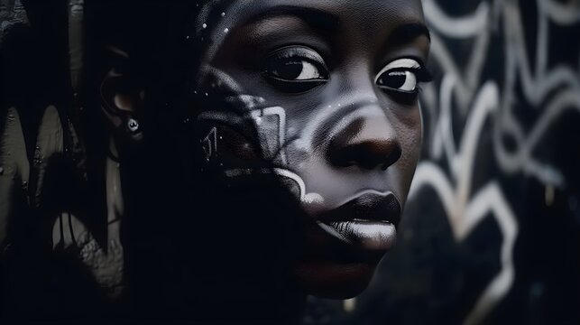 portrait of a person in a hood Graffiti Art Mural