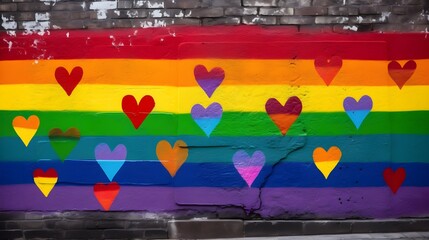 graffiti on the wall heart pride rainbow