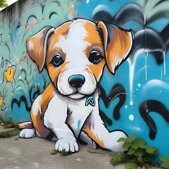 Dog Graffiti Art Mural