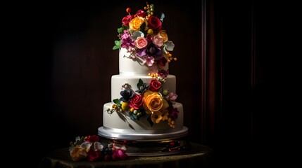 Wedding cake with flowers