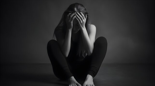 person sitting on floor sad