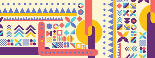 Colorful colourful vector retro geometric shapes mosaic background