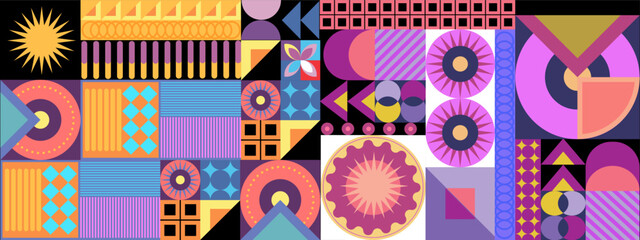 Flat design colorful colourful geometric pattern background vector