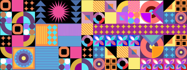 Colorful colourful vector retro geometric shapes mosaic background