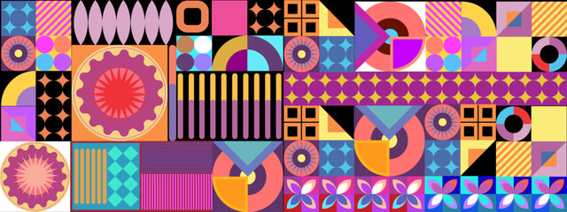 Vector flat mosaic background with shapes colorful colourful