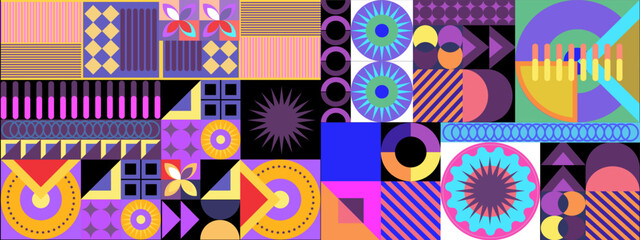 Vector flat colorful colourful geometric shapes background