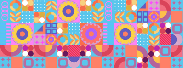 Vector colorful colourful graphic of flat geometric background design template