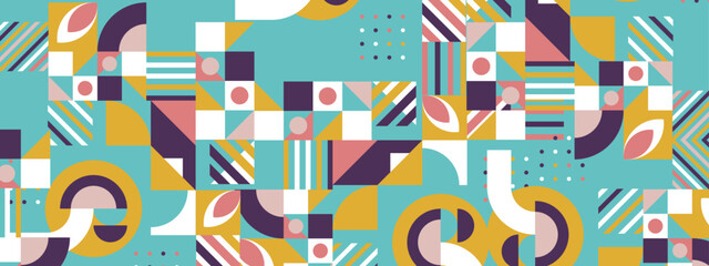 Colorful colourful vector retro geometric shapes mosaic background