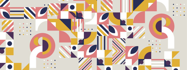 Vector flat geometric retro colorful colourful background