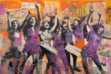 A group of women shouting, generative ai illustration