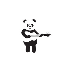 panda logo music guitar illustration vector illustration design