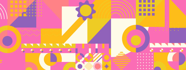 Vector flat geometric retro colorful colourful background