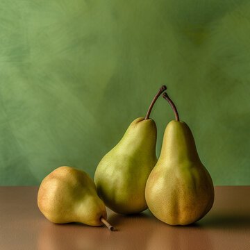 pears on a wooden table