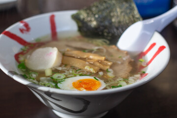 Japanese shio ramen (japanese noodles) in Hakodate, Hokkaido, Japan