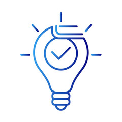 Obraz premium Idea business icon with blue gradient outline style. bulb, creative, solution, light, innovation, outline, line. Vector Illustration