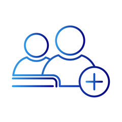 Join team business icon with blue gradient outline style. people, hand, connection, sign, strategy, unity, support. Vector Illustration