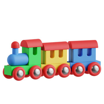 A 3D train toy illustration for play or transportation themes