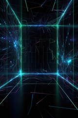Abstract geometry shapes with neon lighting. Digital background, generated by Ai