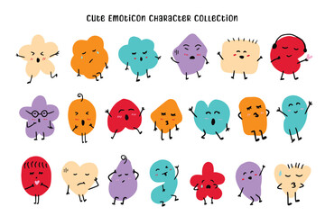 Cute Retro Expressive Emoticon Doodle Collection