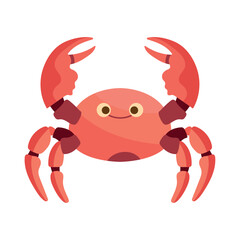 Cute crab mascot enjoys gourmet seafood lunch