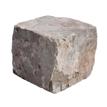 Square stone block isolated on transparent background, Generative AI