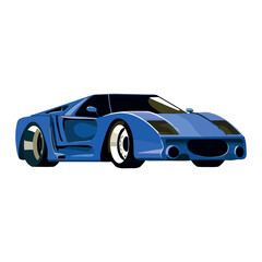 Fototapeta na wymiar blue sports car driving on racetrack