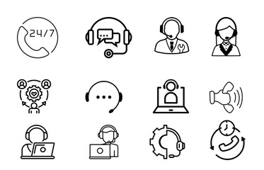 icons set Call center, customer support. Vector Illustration 