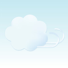 Cloud and wind. Cute pastel cartoon of weather symbol. 3D vector illustration isolated on blue background.