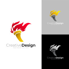 Torch logo with full color display. sport icon template