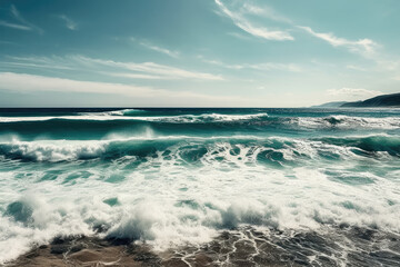 Fototapeta na wymiar Powerful Waves on a rocky beach