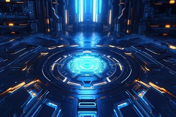 Abstract sci-fi background material,technology neon background