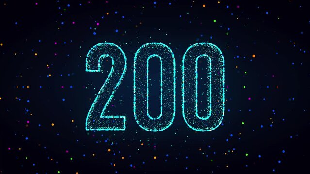 Futuristic Blue Colorful Shiny 3d Motion View Number 200 Lines Effect With Square Dots And Lines Sparkle Optical Light Flare