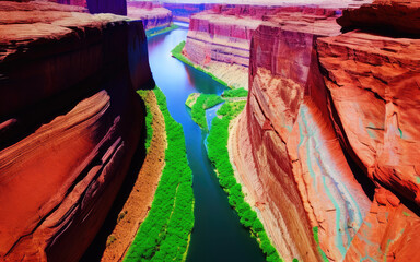 オレンジの渓谷、大河、Orange valley, large river