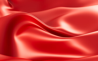 Abstract red fabric silk texture background, 3d rendering.